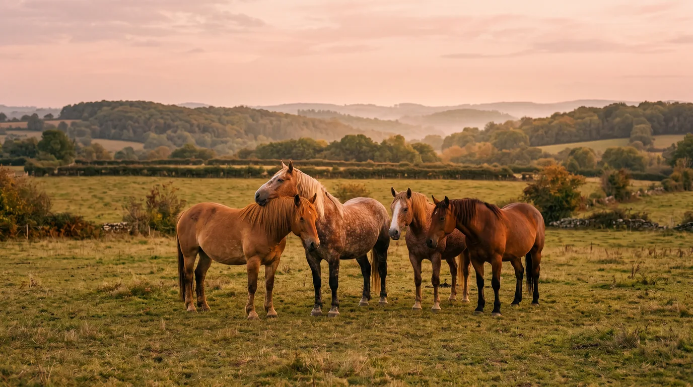 Les chevaux du École d'équitation des Perrières en liberté, Haute-Vienne